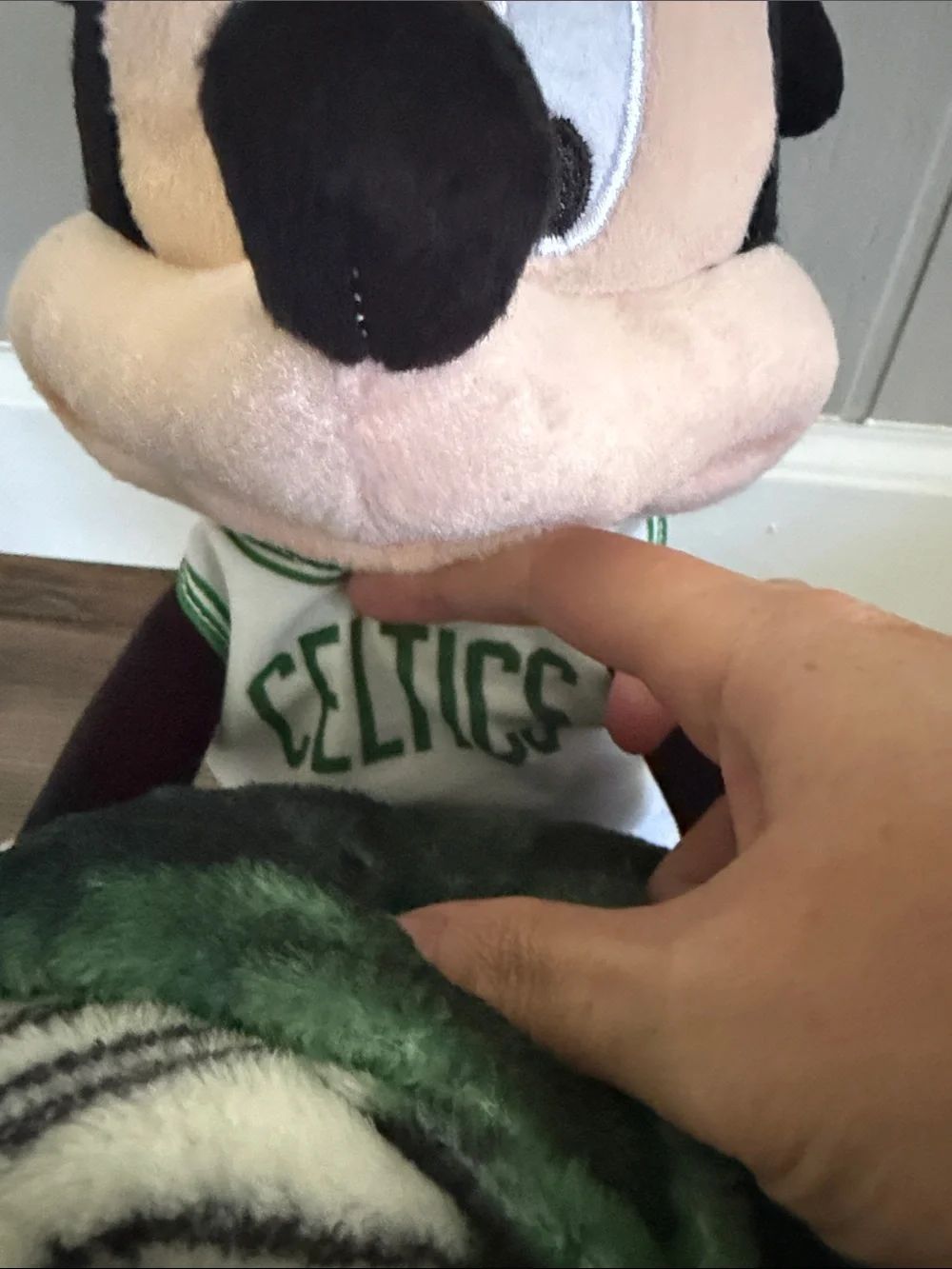 Disney Mickey Mouse Plush with Green Patterned Blanket